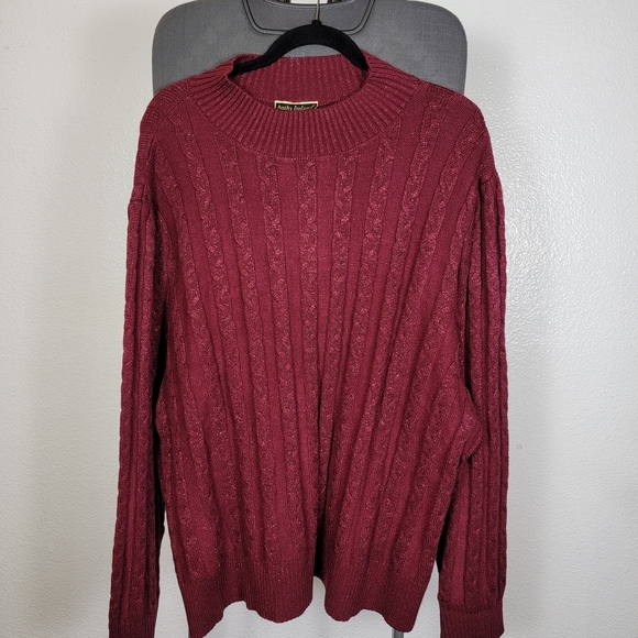 kathy ireland Sweaters - kathy ireland Fashion 360 Yacht Harbor Cable Knit Sweater Burgundy Size 3X